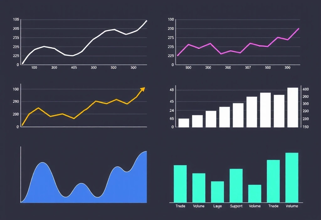 Gráficos de líneas y barras con iconografía